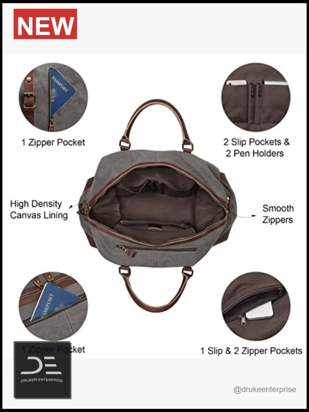 Canvas Duffel Bag for Travel Carry On Weekender Bag Men